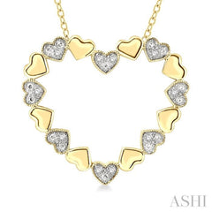 1/20 Ctw Puffed Heart Round Cut Diamond Pendant With Chain in Yellow Gold Vermeil