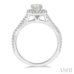 3/8 Ctw Semi-Mount Round Center Diamond Entwined Engagement Ring in 14K White Gold