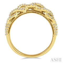 1/3 Ctw Lattice Round Cut Diamond Wedding Band in 14K Yellow Gold