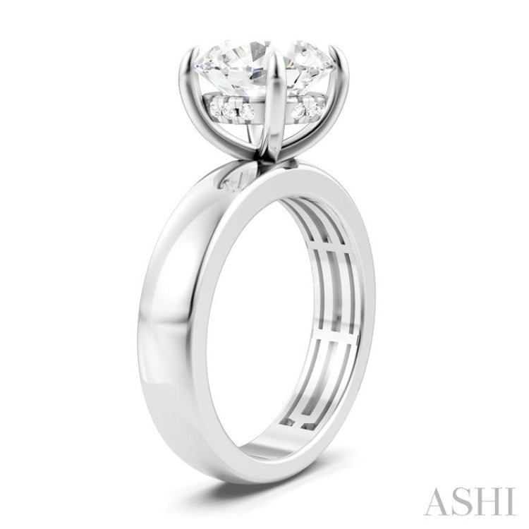1/20 Ctw Round Shape Round Cut Diamond Semi-Mount Engagement Ring in 14K White Gold
