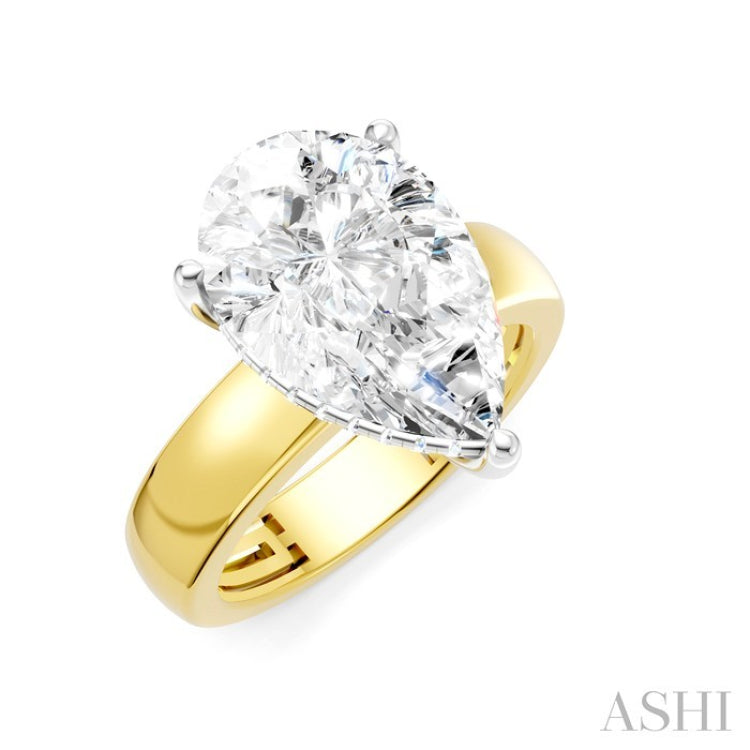 1/6 Ctw Pear Shape Round Cut Diamond Semi-Mount Engagement Ring in 14K Yellow and White Gold
