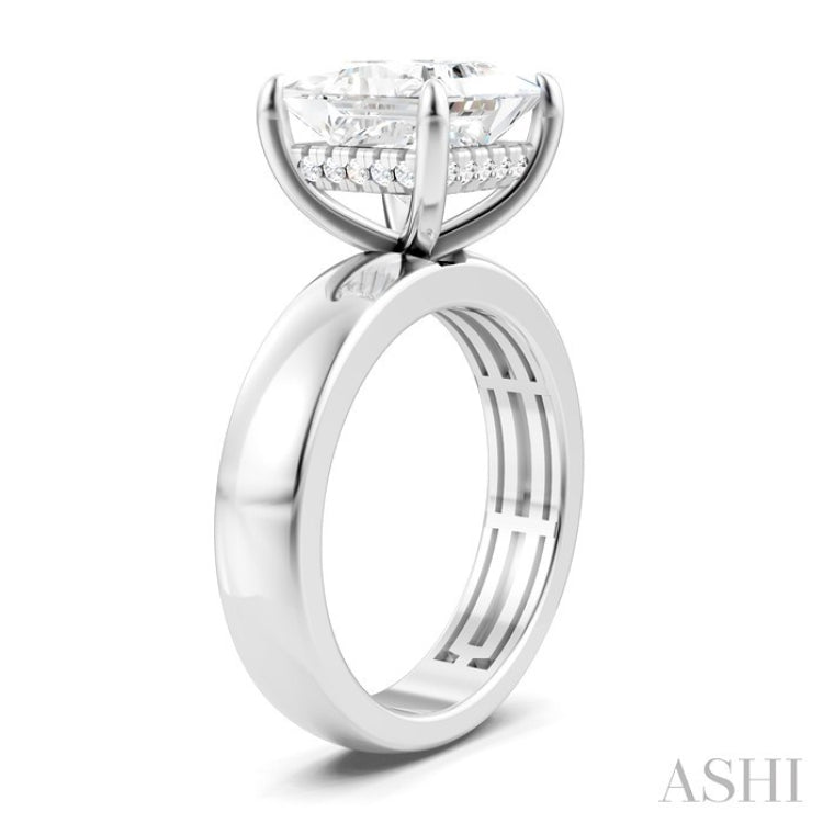 1/8 Ctw Princess Shape Round Cut Diamond Semi-Mount Engagement Ring in 14K White Gold