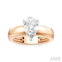 1/20 Ctw Pear Shape Round Cut Diamond Semi-Mount Engagement Ring in 14K Rose and White Gold
