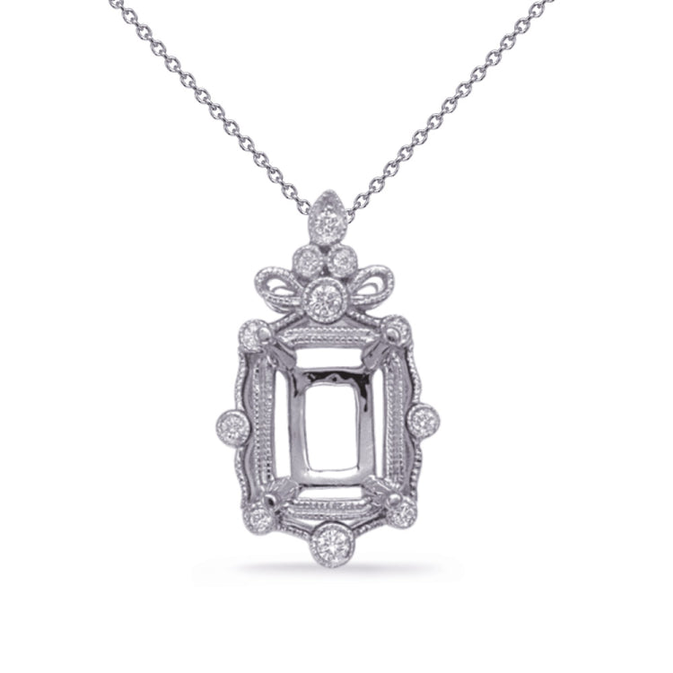 White Gold Diamond Pendant 12X10Mm