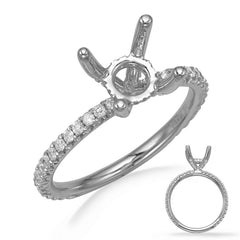 14 Kt White Gold Side Stone - Prong Set Engagement Rings
