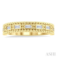 1/5 Ctw Ball Bead Designing Baguette Cut Diamond Fashion Band in 14K Yellow Gold