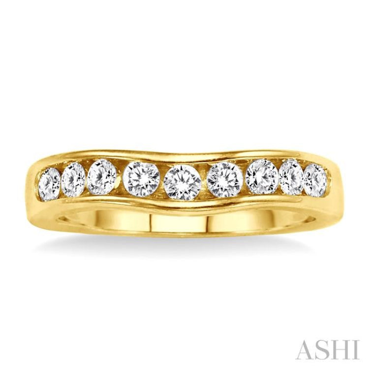 1/2 Ctw Round Cut Diamond Matching Wedding Band in 14K Yellow Gold