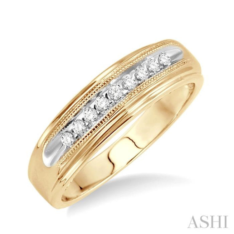 1/8 Ctw Round Cut Diamond Men's Ring in 10K Yellow Gold