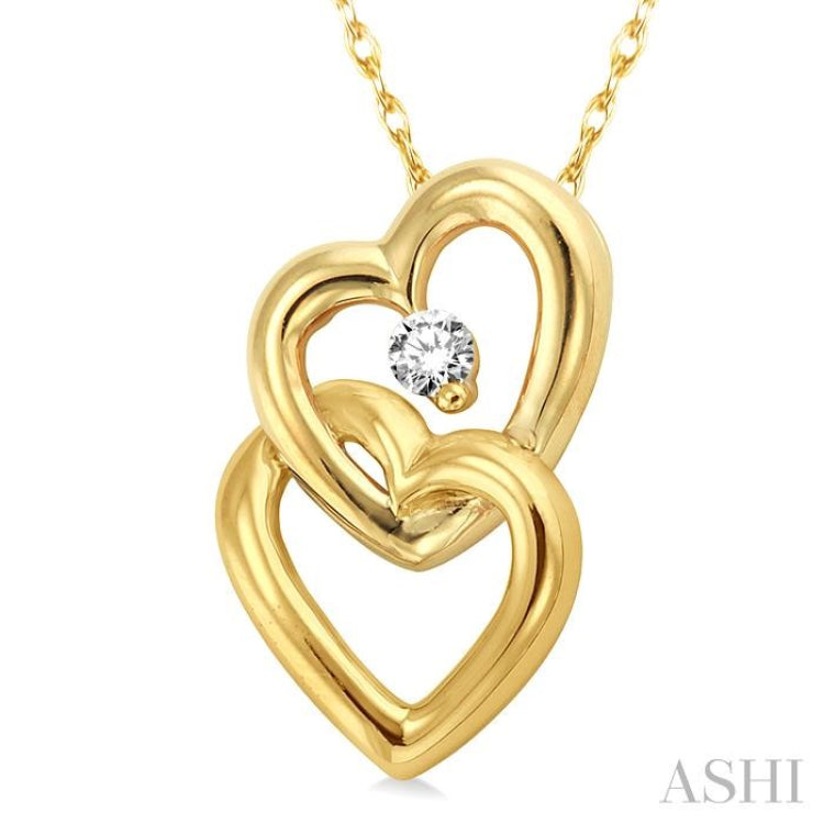 1/20 Ctw Round Cut Diamond Pendant in 10K Yellow Gold with Chain