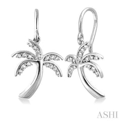 1/4 Ctw Palm Tree Round Cut Diamond Earrings in 14K White Gold