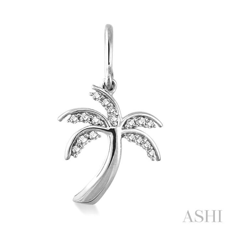 1/4 Ctw Palm Tree Round Cut Diamond Earrings in 14K White Gold