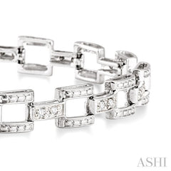 1/4 Ctw Single Cut Diamond Bar Link Bracelet in 10K White Gold