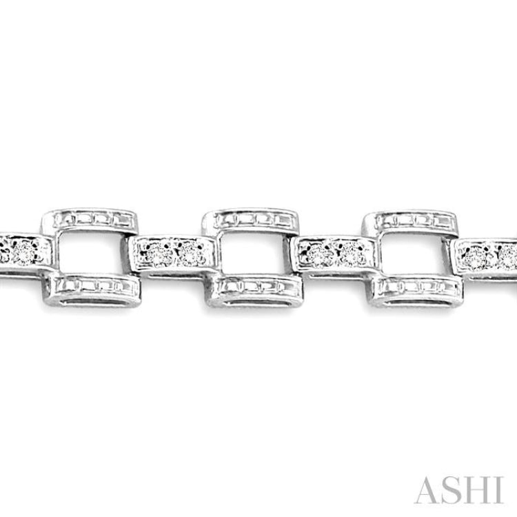 1/4 Ctw Single Cut Diamond Bar Link Bracelet in 10K White Gold