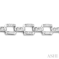 1/4 Ctw Single Cut Diamond Bar Link Bracelet in 10K White Gold