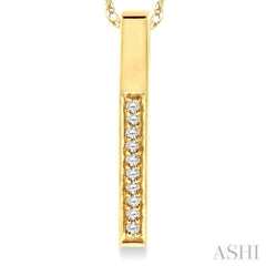 1/10 Ctw Round Cut Diamond Stick Pendant in 10K Yellow Gold with Chain