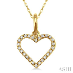 1/10 Ctw Round Cut Diamond Heart Shape Pendant in 14K Yellow Gold with Chain