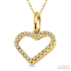 1/10 Ctw Round Cut Diamond Heart Shape Pendant in 14K Yellow Gold with Chain