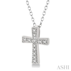 1/20 Ctw Single Cut Diamond Cross Pendant in Sterling Silver with Chain