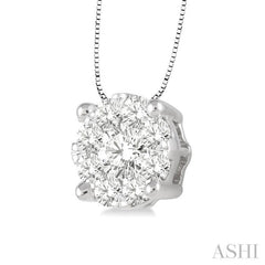 1/3 Ctw Lovebright Round Cut Diamond Pendant in 14K White Gold with Chain