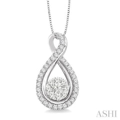 1/2 Ctw Lovebright Round Cut Diamond Pendant in 14K White Gold with Chain