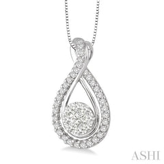 1/2 Ctw Lovebright Round Cut Diamond Pendant in 14K White Gold with Chain