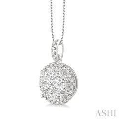 1 Ctw Lovebright Round Cut Diamond Pendant in 14K White Gold with Chain