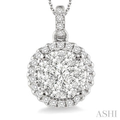 1 Ctw Lovebright Round Cut Diamond Pendant in 14K White Gold with Chain