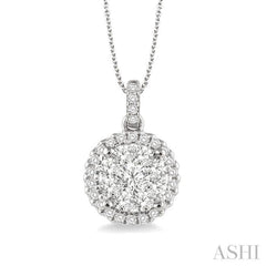 3/4 Ctw Lovebright Round Cut Diamond Pendant in 14K White Gold with Chain