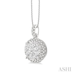 3/4 Ctw Lovebright Round Cut Diamond Pendant in 14K White Gold with Chain