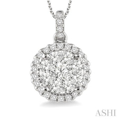 3/4 Ctw Lovebright Round Cut Diamond Pendant in 14K White Gold with Chain