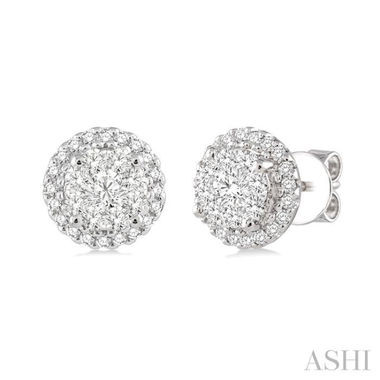 1/2 Ctw Lovebright Round Cut Diamond Earrings in 14K White Gold