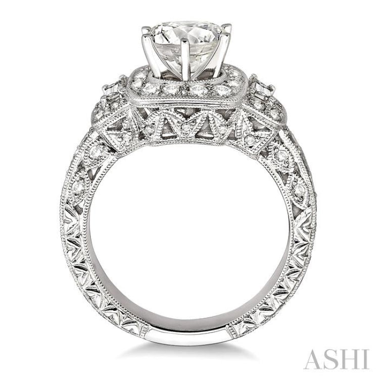 1 Ctw Diamond Semi-Mount Engagement Ring in 14K White Gold