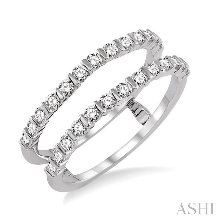 5/8 Ctw Round Cut Diamond Insert Ring in 14K White Gold