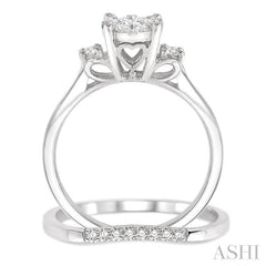 1/2 Ctw Diamond Wedding Set with 1/2 Ctw Lovebright Engagement Ring and 1/20 Ctw Wedding Band in 14K White Gold