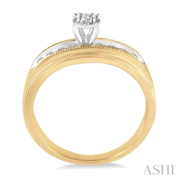 1/8 Ctw Round Cut Diamond Engagement Ring in 10K Yellow Gold