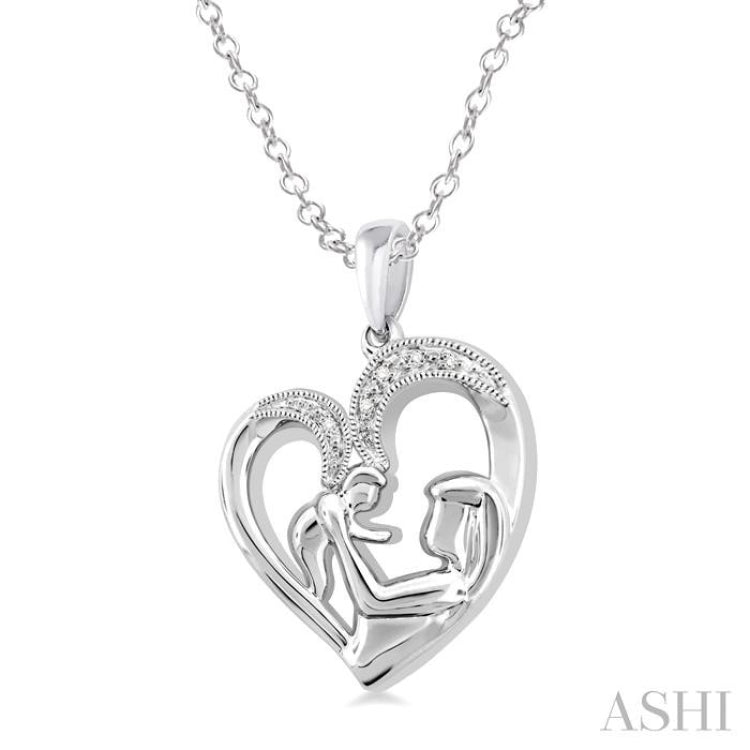 1/50 Ctw Single Cut Diamond Heart Pendant in Sterling Silver with Chain