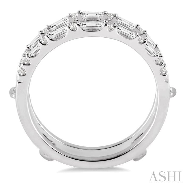 1/2 Ctw Baguette and Round Cut Diamond Insert Ring in 14K White Gold