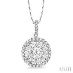 2 Ctw Lovebright Round Cut Diamond Pendant in 14K White Gold with Chain