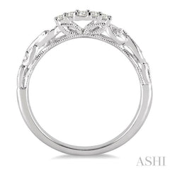 1/10 Ctw Round Cut Diamond Wedding Band in 14K White Gold