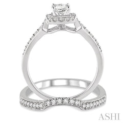 1/2 Ctw Diamond Wedding Set with 3/8 Ctw Princess Cut Engagement Ring and 1/6 Ctw Wedding Band in 14K White Gold