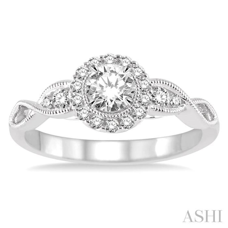 1/4 Ctw Diamond Semi-mount Engagement Ring in 14K White Gold