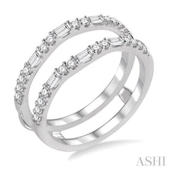 1/2 Ctw Baguette and Round Cut Diamond Insert Ring in 14K White Gold