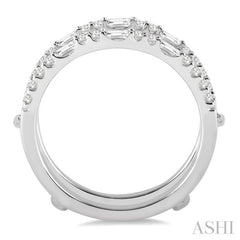 1/2 Ctw Baguette and Round Cut Diamond Insert Ring in 14K White Gold