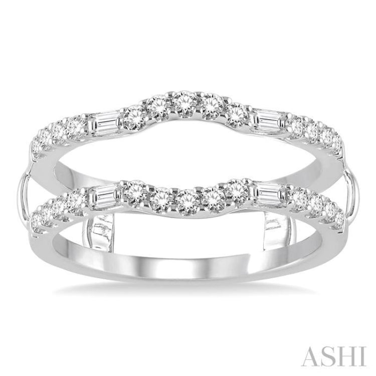 1/2 Ctw Baguette and Round Cut Diamond Insert Ring in 14K White Gold