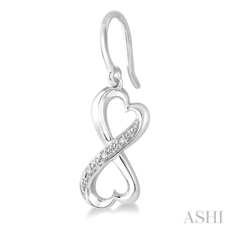 1/50 Ctw Heart Shape Round Cut Diamond Infinity Earrings in Sterling Silver