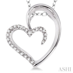 1/10 Ctw Round Cut Diamond Heart Shape Pendant in Sterling Silver with Chain