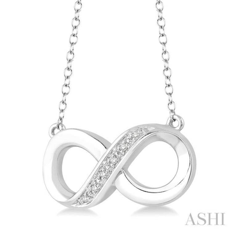 1/50 Ctw Round Cut Diamond Infinity Pendant in Sterling Silver with Chain