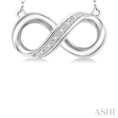 1/50 Ctw Round Cut Diamond Infinity Pendant in Sterling Silver with Chain