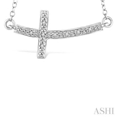 1/50 Ctw Round Cut Diamond Cross Pendant in Sterling Silver with Chain