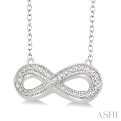 1/50 Ctw Round Cut Diamond Infinity Pendant in Sterling Silver with Chain